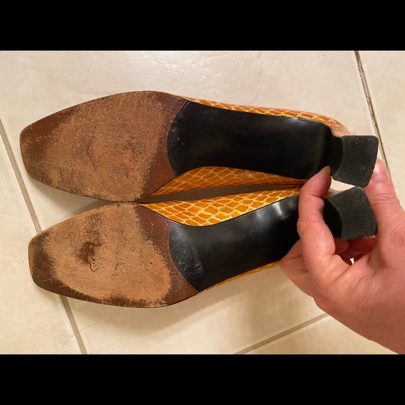 Stuart Weitzman Gold Snake Square Toe Pump - Picture 8 of 10